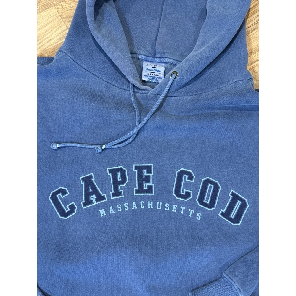 Vintage Cuffy's Cape Cod Blue Hoodie Sweatshirt Men's XL Cotton Poly blend Retro